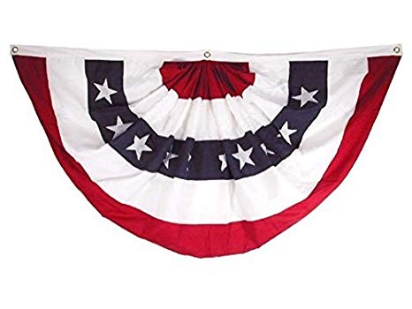 18x36 Inches 1.5x3 Ft Double Sided US American Flag Bunting Half Fan Fully Pleated Poly/Cotton Windstrong® Flag SATISFACTION GUARANTEED MADE IN THE USA