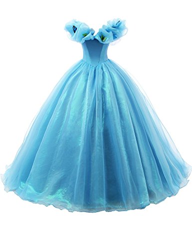 Ikerenwedding® Women's Organza Cosplay Cinderella Dress Long Quinceanera Gown
