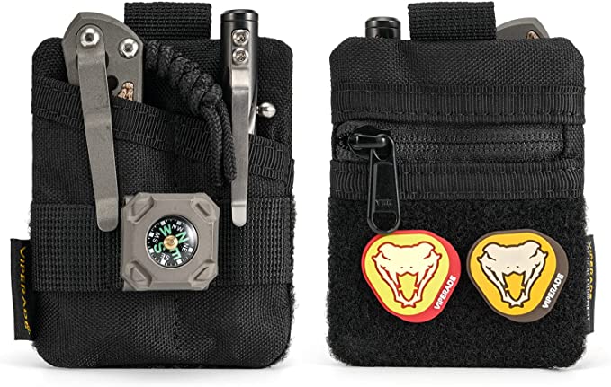 VIPERADE VE13 Mini EDC Pouch, Small Pocket Organizer with DIY Patches Area, EDC Pocket Organizer Men for EDC Knuckle, Lighter, EDC Coins, Small EDC Pouch Organizer for EDC Gear