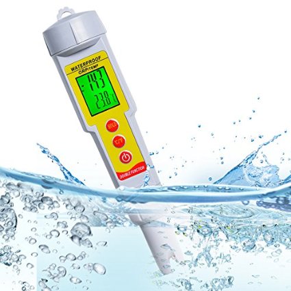 ORP Meter, RISEPRO® Digital Water Quality Meter ORP Temperature Multi-tester Redox Tester -1999mV to 1999mV Aquarium Thermometer Pen-type Replaceable Probe Swimming Pool Sewage Detection
