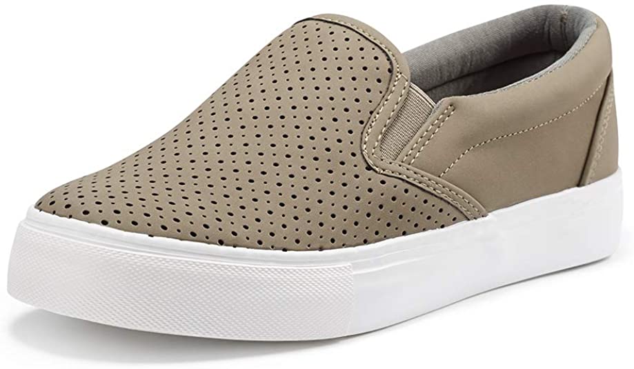 JENN ARDOR Women’s Fashion Sneakers Perforated Slip on Flats Comfortable Walking Casual Shoes