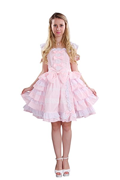 Nuoqi Girls Sweet Lolita Dress Princess Lace Court Skirts Cosplay Costumes