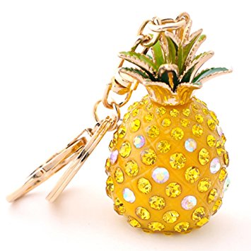 Reizteko Yellow Pineapple Rhinestone Alloy Resin Women Car or Bag Keychain (Yellow Pineapple)