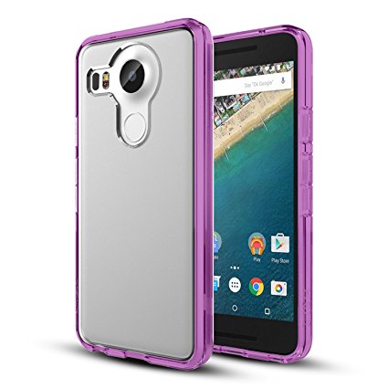 Nexus 5X Case, J&D [Crystal Clear] Google Nexus 5X Anti-Scratch Clear Back Panel   TPU Bumper Case for Nexus 5X 2015 (Fusion Purple)