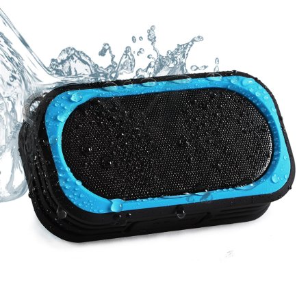 JWS M1 Portable IP67 Waterproof Bluetooth Speaker for Outdoor and Shower/Wireless Stereo Speakers with Enhanced Bass and Built-In Microphone Hands-Free for iPhone 5 5s 6 6s Plus Galaxy Lg,Blue Black