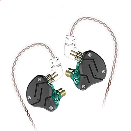 KZ ZSN Hybrid Driver IEM Detachable Tangle-Free Cable Musicians (Black Cyan)