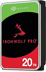 Seagate IronWolf Pro, 20 TB, Enterprise NAS Internal HDD –CMR 3.5 Inch, SATA 6 Gb/s, 7,200 RPM, 256 MB Cache for RAID Network Attached Storage, 3 year Rescue Services (ST20000NT001)