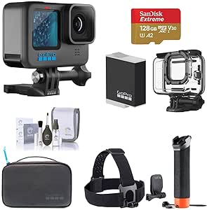 GoPro HERO11 Black Waterproof Action Camera Water Sport Bundle with 128GB Memory Card, Protective Housing, Extra Battery, Adventure Kit 2.0, Cleaning Kit