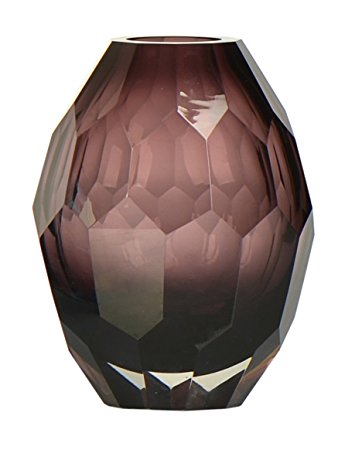 CASAMOTION Diamond Solid Color Hand Blown Art Glass Vase, Gift Box, Violet