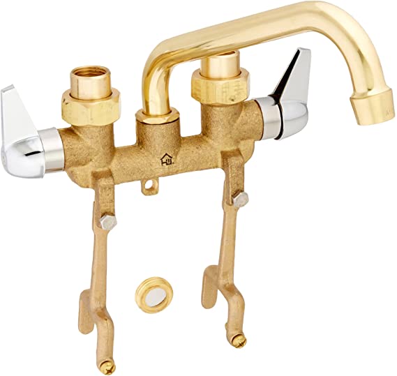 Homewerks 3310-255-RB-B Homewerks Two Handle Laundry Tray Faucet with Straddle Legs, Rough Brass,
