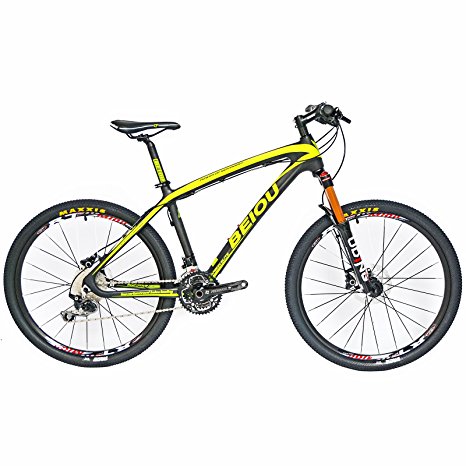 BEIOU Carbon Fiber Mountain Bike Hardtail MTB SHIMANO M610 DEORE 30 Speed Ultralight 10.8 kg RT 26 Professional External Cable Routing Toray T800 CB005