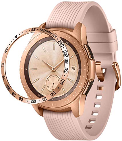 NotoCity Bezel Ring Compatible with Samsung Galaxy Watch 42mm/Gear Sport Watch Adhesive Cover Anti Scratch Stainless Steel Protection(Rose Gold-3)