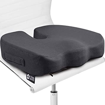 Seat Cushion Pillow for Office Chair - Memory Foam Firm Coccyx Pad - Tailbone, Sciatica, Lower Back Pain Relief - Contoured Posture Corrector for Car, Wheelchair, Computer and Desk Chair