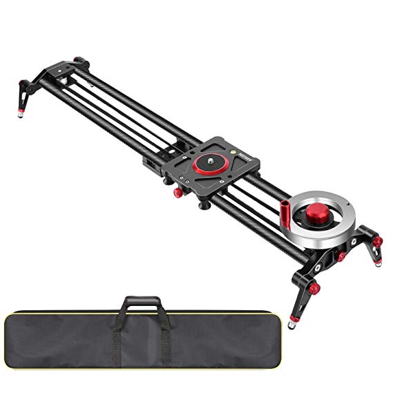 Neewer Camera Slider Video Track Dolly Rail Stabilizer: 31-inch/80cm, Flywheel Counterweight with Light Carbon Fiber Rails, Adjustable Legs, Carry Bag, DSLR Camera Camcorder Track for Filming