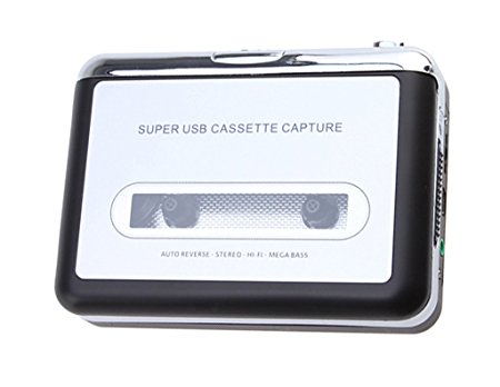 SolidPin Cassette Tape to MP3 CD PC converter via USB, Portable USB Cassette Tape Player Captures MP3 Audio Music - Compatible Laptop & Personal Computer - Convert Walkman Tape Cassette to MP3 Format
