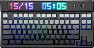 EPOMAKER DynaTab 75X Wireless Gaming Keyboard with Custom Dot-Matrix RGB LED Screen, Hot Swap Gasket-mounted Mechanical Keyboard, Bluetooth/2.4G/USB-C Custom Keyboard (Black, Flamingo Switch)