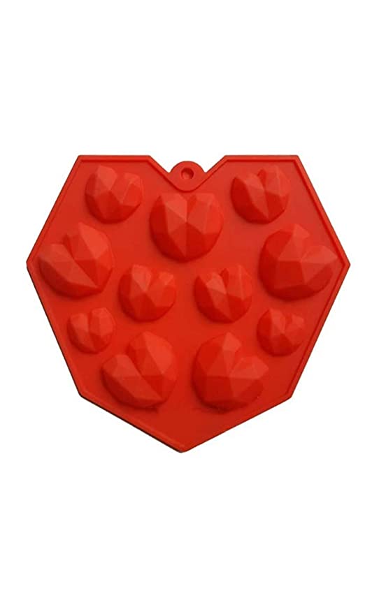 Amos 3D Small Diamond Heart Silicone Mold/Mould for Chocolate Cake Decoration Kitchen Baking Accessory (Random Color)
