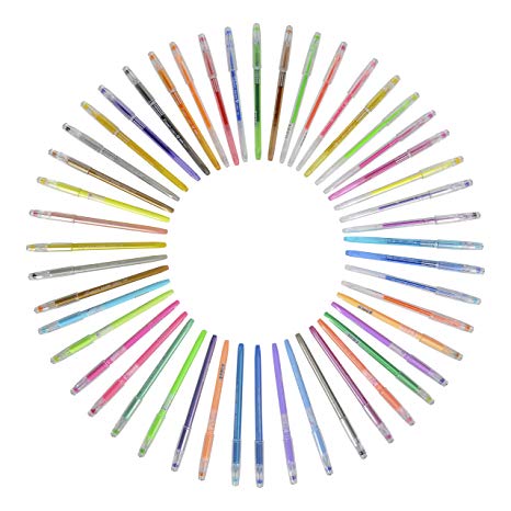 Newdoer 48 Gel Pens in Case - Lasts 50% Longer - Best Art pens for Adult Colouring Books,Draw,and Write, This Pen Sets with New Long-Lasting Ink Technology
