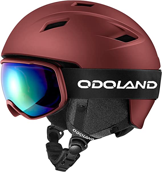 Odoland Snow Ski Helmet and Goggles Set, Sports Helmet and Protective Glasses - Shockproof/Windproof Protective Gear for Skiing, Snowboarding, Snow Sport Helmet