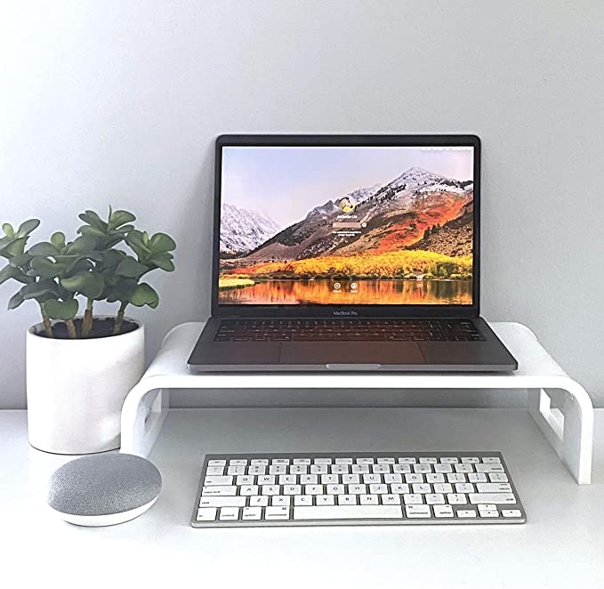 Adorox 12mm Thickness Heavy Duty 19'' Monitor Stand Riser Computer Stand PC Desk Stand for Keyboard Storage & Multi-Media Laptop Printer TV Screen (White, 19'')