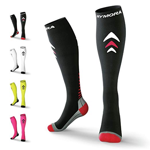 Rymora Compression Socks (Cushioned, Graduated Compression, Ergonomic fit for Men and Women, Seamless Toe Seams) (Ideal for Sports, Work, Flight, Pregnancy)