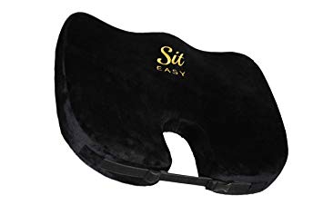 SitEasy Orthopedic Premium Seat Cushion with a BUCKLE STRAP, Suede Cover, Extra-Thick 100% Memory Foam, Relieves Sciatica, Coccyx and Tailbone/Back Pain: Perfect for Office Chairs, Travel and Outdoors