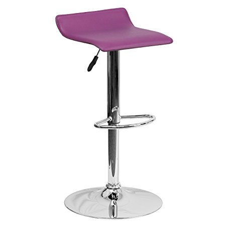 Flash Furniture Contemporary Purple Vinyl Adjustable Height Barstool with Chrome Base