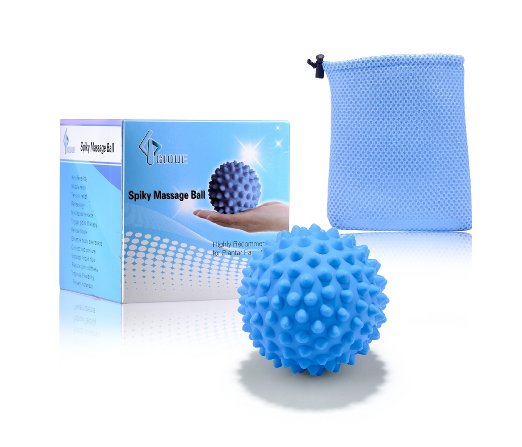 Spiky Massage Ball Roller By GLOUE - Sports Outdoor Pain Relief - Highly Recommended for Plantar Fasciitis - Foot and Back Pain Pain Relief - High Density Deep Tissue Acupressure - Using Reflexology Trigger Point Sensory Therapy (Black)