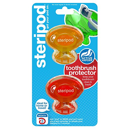 Steripod (2 Pack Orange & Red) Clip-on Toothbrush Protector