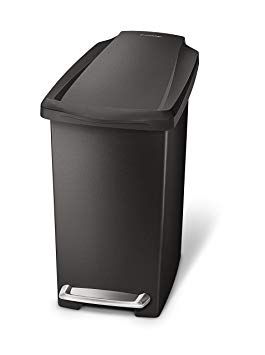 SimpleHuman CW1329 10 Litre Mini Slim Plastic Pedal Bin - Black