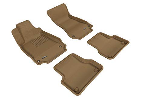 3D MAXpider Complete Set Custom Fit All-Weather Floor Mat for Select Audi A6/S6 Sedan Models - Kagu Rubber (Tan)