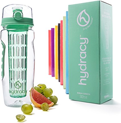 Hydracy Fruit Infuser Water Bottle - 32 Oz Sport Bottle with Full Length Infusion Rod and Insulating Sleeve Combo Set   27 Fruit Infused Water Recipes eBook Gift - Your Healthy Hydration Made Easy