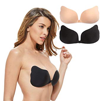 Strapless Seamless Push Up Silicone Self Adhesive Reusable Breathable Invisible Bra - Available in Beige and Black