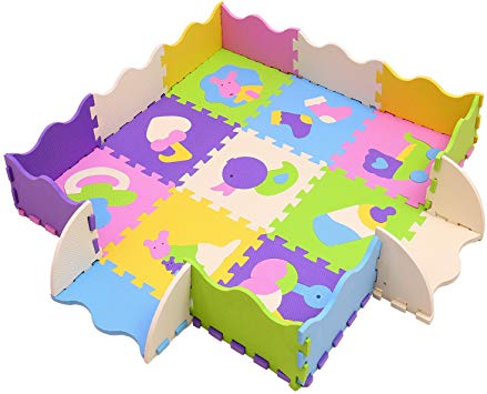 MQIAOHAM Foam Play Mat for Babies and Children EVA Foam Floor Tiles Thicker and Softer Puzzle Mat for Crawling and Learning 100% Safe, Non-Toxic, Odorless P013B3010