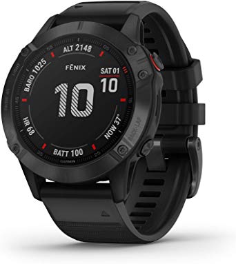 Garmin Fenix 6 Pro, Premium Multisport GPS Watch, Features Mapping, Music, Grade-Adjusted Pace Guidance and Pulse Ox Sensors, Black