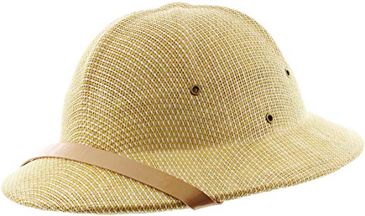 Milani Straw Pith Helmet Outdoor Hat with Adjustable Headband for Jungle Safari Explorer Costume