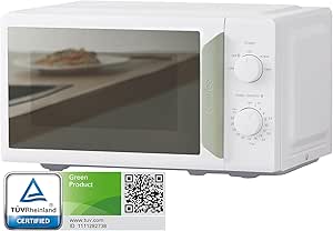 COMFEE' 700W 19L White Mini Microwave Oven, Compact Design, InverTech and Quick Defrost Function, 5 Cooking Power Levels with Kitchen Manual Timer - Mirror Design CMO-MP012ND(GN)