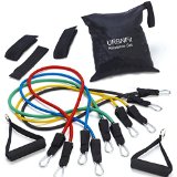 Resistance Bands Set with Door Anchor Ankle Strap Exercise Guide and Carying Case Pro Series