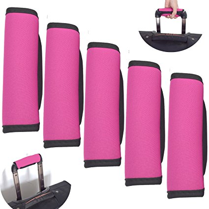 Luggage Handle Wrap,Pashion 5 PCS Pink Comfort Neoprene Handle Wrap Grip for Travel Bag Luggage Suitcase (5, Pink)