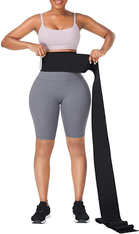 Feelingirl Waist Trainer for Women Bandage Wrap Sauna Belt Long Torso Tummy Sweating Wraps Belly Body Shaper Waist Trimmer Belt Black