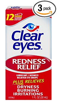 Clear Eyes Redness Relief Eye Drops | Relieves Drying, Burning & Irritations | 1 Ounce | Pack of 3