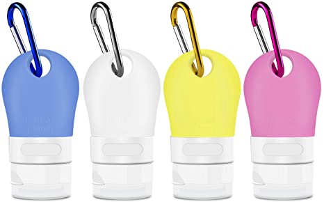 4 Pcs Refillable Travel Bottle with Clip, Opret 38ml Silicone Gel Holder Leak-Proof BPA Free Travel Bottles for Soap and Shampoo