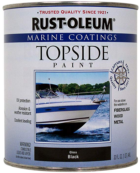 Rust-Oleum 207006 Marine Topside Paint, Black, 1-Quart