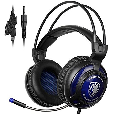 SADES SA805 Gaming Headset for Xbox one PC PS4 Computer Games, Noise Isolation Surround Stereo Soft Earmuffs Over-ear Headphones with Mic