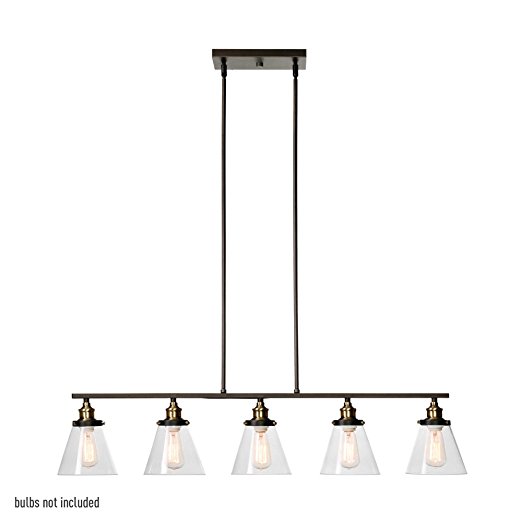 Globe Electric 64934 5-Light Linear Industrial Pendant Oil Rubbed Bronze & Antique Brass Finishoil Rubbed Bronze