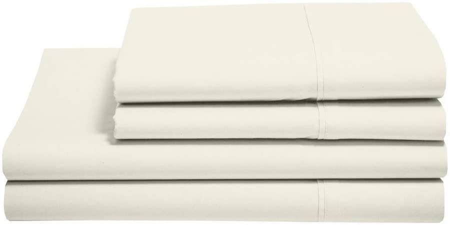 Giza Egyptian Cotton Sheets-King Sheets-Giza Dreams Cotton Sheets-King Size Giza Sheets –Giza Cotton Bed Sheet Set –King Giza Cotton Sheet Set (4 Pcs) (Ivory Soild)