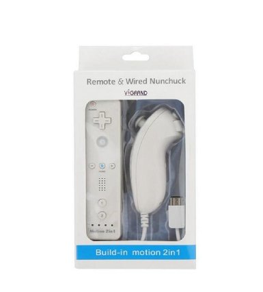 White Built-in Motion Plus Wii Remote  Nunchuck ControllerWii controller For Wii NON-OEM Silicone Case  Wrist Strap White