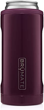 BrüMate Hopsulator Slim Double-walled Stainless Steel Insulated Can Cooler for 12 Oz Slim Cans (Plum)