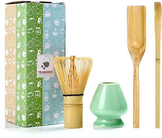 TEANAGOO MA-01 Japanese Matcha Ceremony Accessory, Matcha Whisk (Chasen), Traditional Scoop (Chashaku), Tea Spoon, Whisk Holder, The Perfect Set to Prepare a Traditional Cup of Matcha.