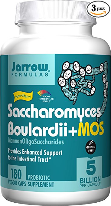 Saccharomyces Boulardii   MOS, 5 Billion Organisms Per Cap, Enhances Support to Intestinal Tract, 180 Count (Cool Ship, Pack of 3)